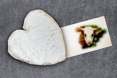 famous French Neufchatel cheese shaped heartの写真素材