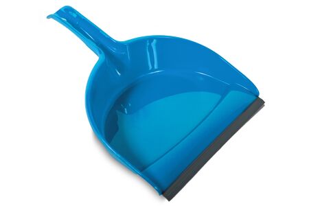 blue dustpan isolated on the white backgroundの写真素材