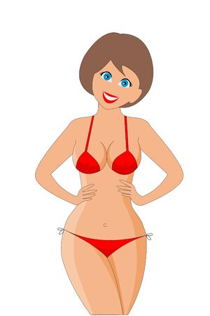 Vector sexy woman in a red bikini swimsuitのイラスト素材