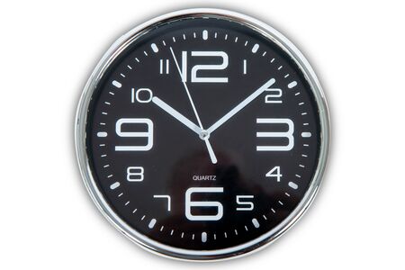 black wall clock isolated on the white background
