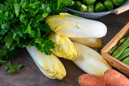 Belgian endives and some seasonal vegetablesの写真素材