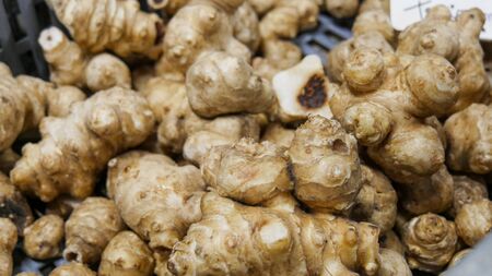 organic Jerusalem artichokes on the market place