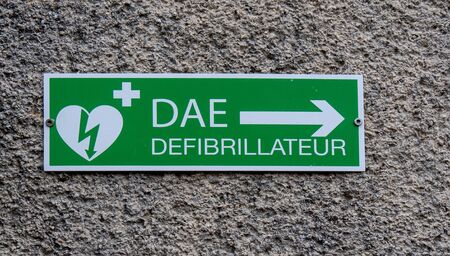a sign of automated external defibrillator medical first aid