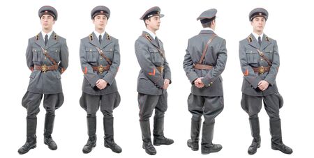 a portrait of a young officer of the Soviet army, isolated on white