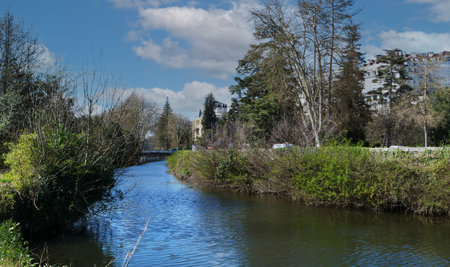 a view of Gave de Pau, franceの写真素材
