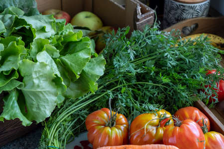 a close up of seasonal vegetablesの写真素材