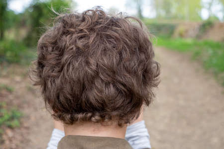 a back view of the young boy headの写真素材