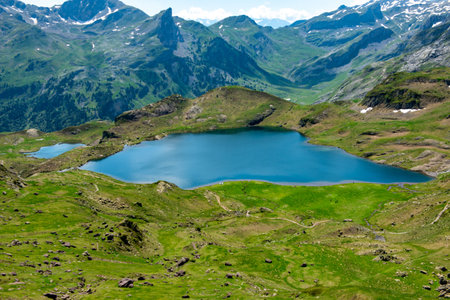 view of lake Ayous in the Pyrenees in France.