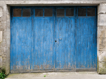 an old rustic blue door, Franceの写真素材