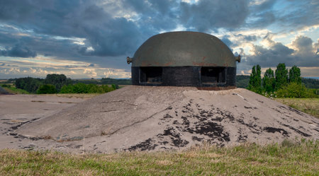 Gun turrets of bunker on the Maginot Line in Alsace, in Franceの写真素材