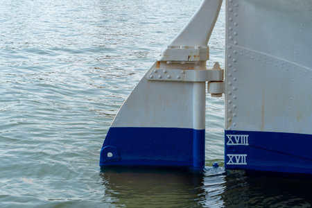 view of a boat rudderの写真素材