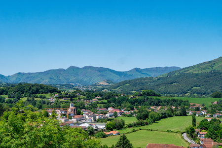 a view of Saint Jean Pied de Port, Pyrenees, Franceの写真素材