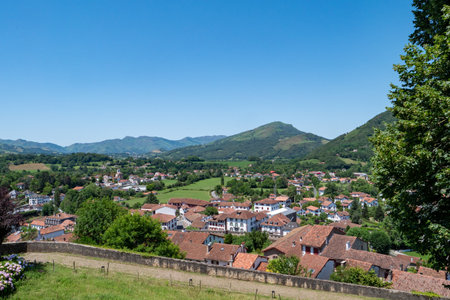 a view of Saint Jean Pied de Port, Pyrenees, Franceの写真素材