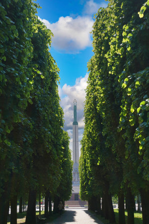 The Freedom Monument, located in Riga, Latviaの写真素材