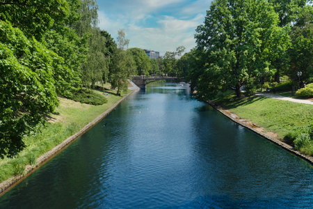 the Riga City Canal Bridge, Latviaの写真素材