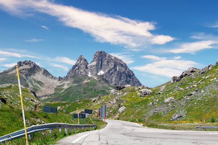 Road to Col du Portalet, Pyrenees mountains, Franceの写真素材