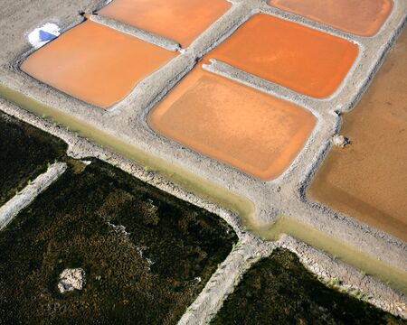 aerial view of a salt marsh on the island of RÃ Â©の写真素材