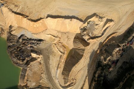 Aerial view of a limestone quarry