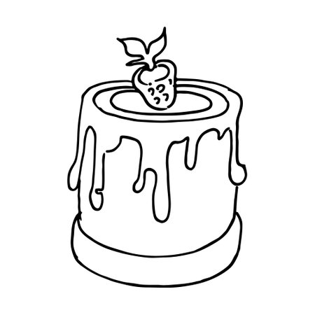 Vector cakes cake illustration of Cheesecake on plate. Vintage style drawing isolated on white background.のイラスト素材