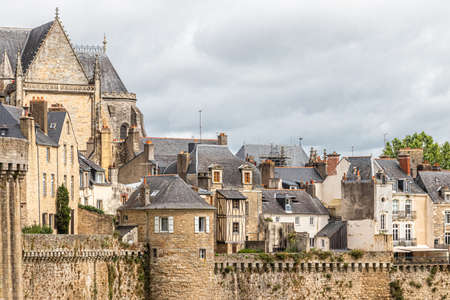 view of the medieval old town of Vannes, in Brittanyの写真素材