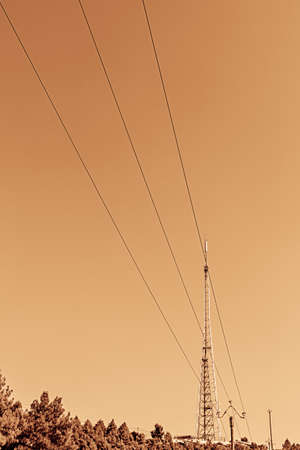 high voltage line on the Etoile massif, north of Marseilleの写真素材