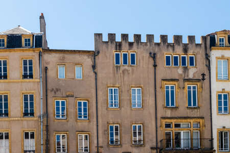 facade of old houses in Metz, a city in eastern Franceの写真素材