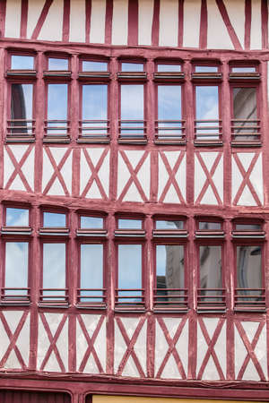 old house facades in the city of Rouen, in Normandyの写真素材
