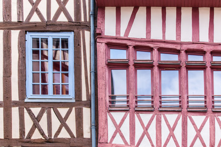 old house facades in the city of Rouen, in Normandy