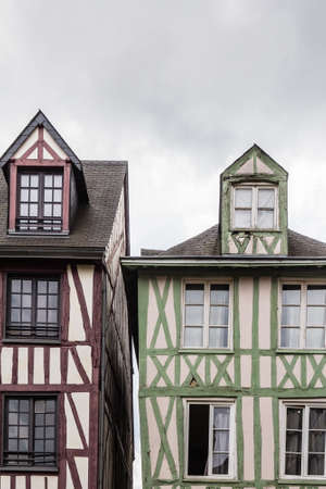 old house facades in the city of Rouen, in Normandy