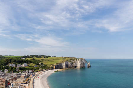 the famous cliffs of Etretat, in Normandyの写真素材