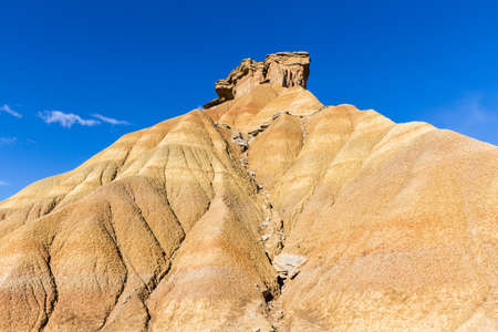 The desert of Bardenas Reales, a vast arid area located in the south-east of Navarre, in Spainの写真素材