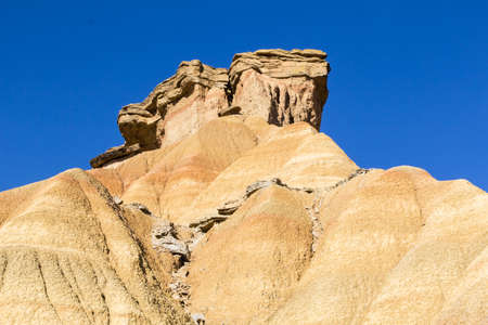 The desert of Bardenas Reales, a vast arid area located in the south-east of Navarre, in Spainの写真素材
