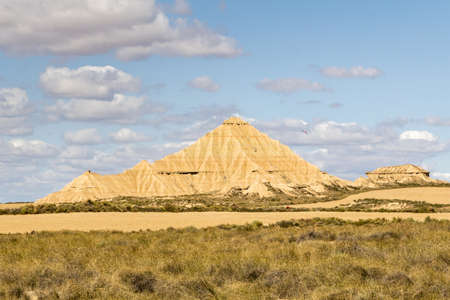 The desert of Bardenas Reales, a vast arid area located in the south-east of Navarre, in Spainの写真素材