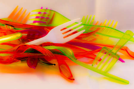 multicolored plastic forks