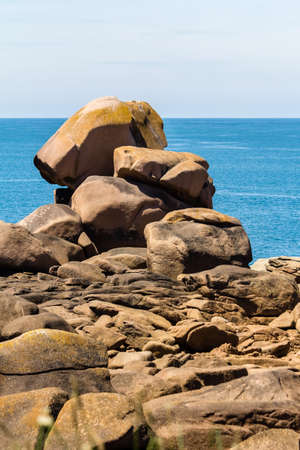the pink granite coast, in Brittanyの写真素材