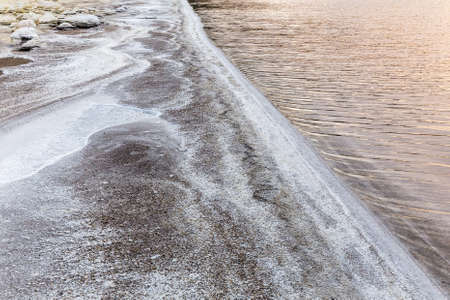 the salt lake of Lavalduc, in Provence, in the evening light