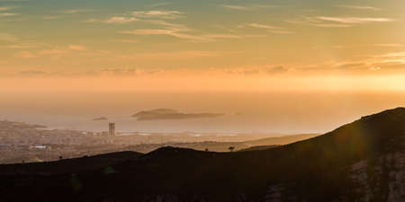 panoramic photograph of the sunset over Marseille, seen from the Etoile mountainの写真素材