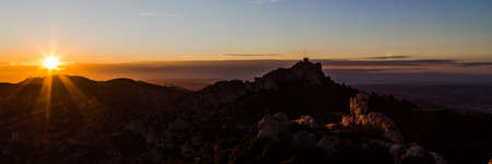 panoramic photograph of the sunset over Marseille, seen from the Etoile mountainの写真素材