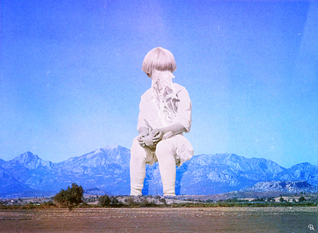 boy with liquid faceの写真素材