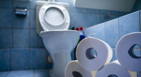 Toilet paper rolls, logistic and sale symbol concept pictureの写真素材