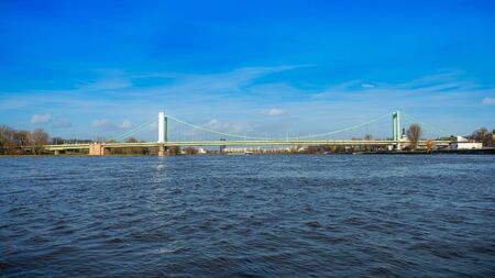 View over the river rhine with bridge and skyline in the background at Cologne,Germany.の写真素材