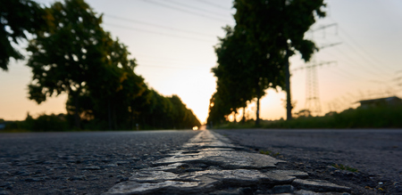 Sunset on a european Streetの写真素材