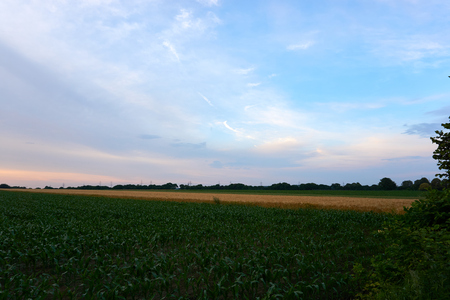 Landscape photo and a sunsetの写真素材