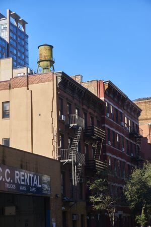 Watertower on a rooftopの写真素材
