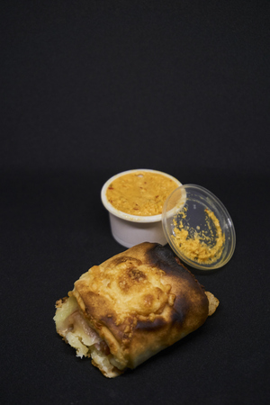 Pizza bun with cheese and herb butterの写真素材