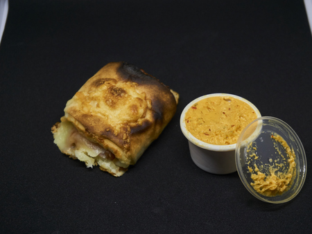 Pizza bun with cheese and herb butterの写真素材
