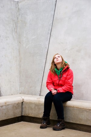 Girl in white roomの写真素材