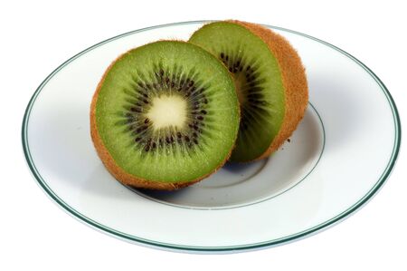  Kiwi isolated on a plate, with clippingpathの写真素材