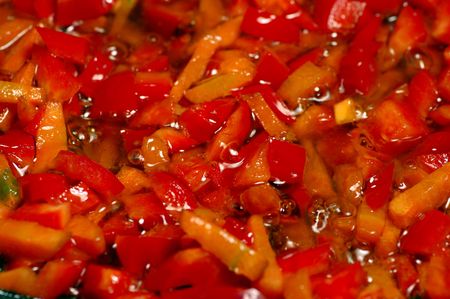 Cooking pot with vegetarian dishの写真素材
