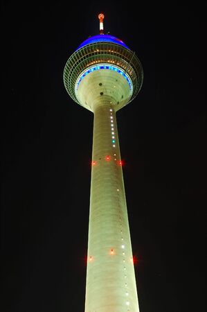 illuminated radio tower in the nightのeditorial素材